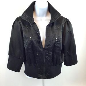 Wet Seal Satiny Short Sleeve Waterproof Bomber LG